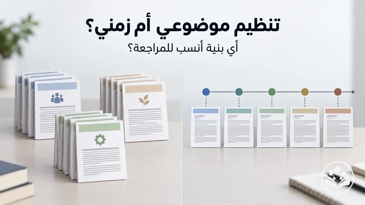 مقارنة بين التنظيم الموضوعي والتنظيم الزمني لأدبيات المراجعة