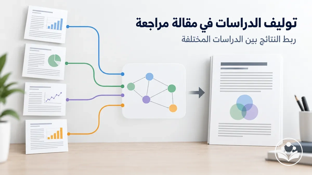 عملية توليف الأدلة التي تربط النتائج بين الدراسات المختلفة في مقالة مراجعة