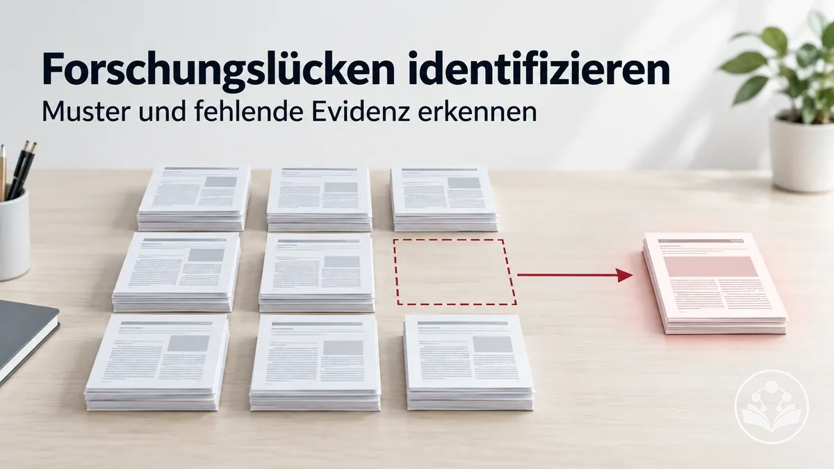 Identifikation von Forschungslücken anhand von Mustern und fehlender Evidenz in der ausgewerteten Literatur