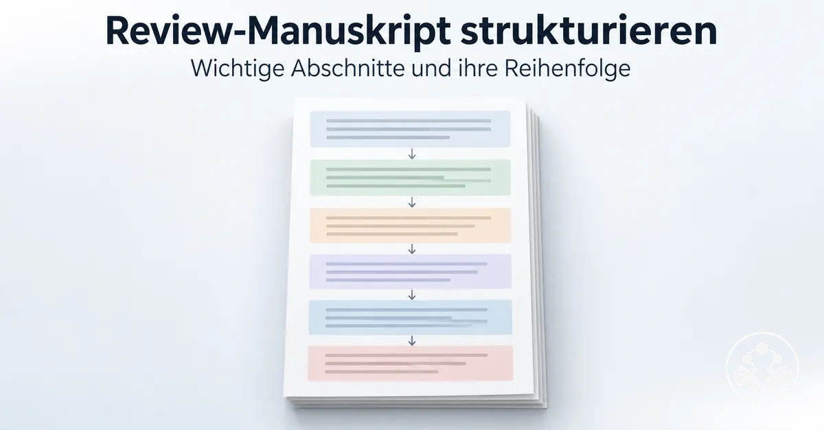 Struktur eines Übersichtsartikel-Manuskripts mit den wichtigsten Abschnitten und ihrer Reihenfolge