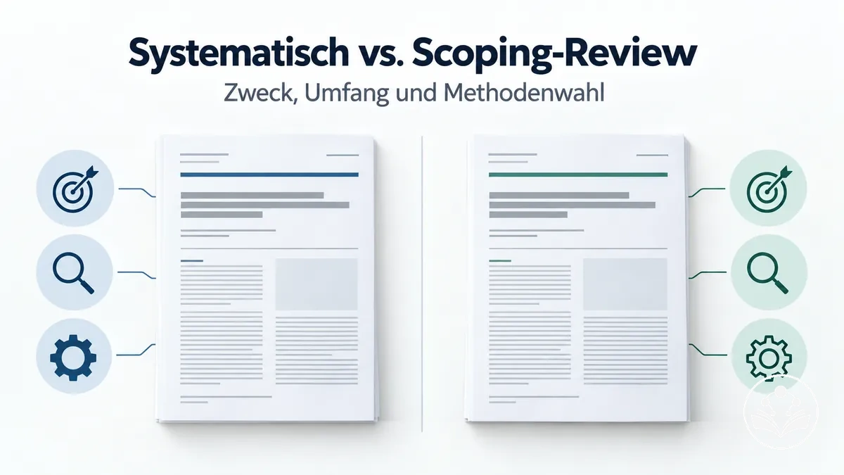 Vergleich von systematischem Review und Scoping-Review nach Zweck, Umfang und Methode