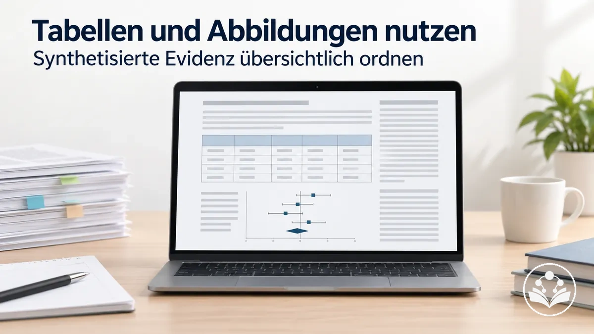 Tabellen und Abbildungen zur übersichtlichen Darstellung synthetisierter Evidenz in einem Übersichtsartikel