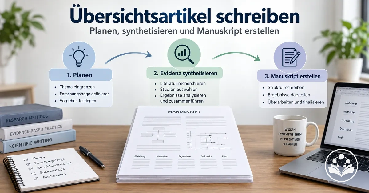 Ablauf beim Schreiben eines Übersichtsartikels von der Planung über die Synthese bis zur Manuskripterstellung