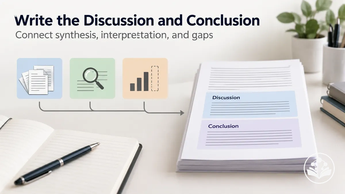 Discussion and conclusion sections connecting synthesis, interpretation, and research gaps