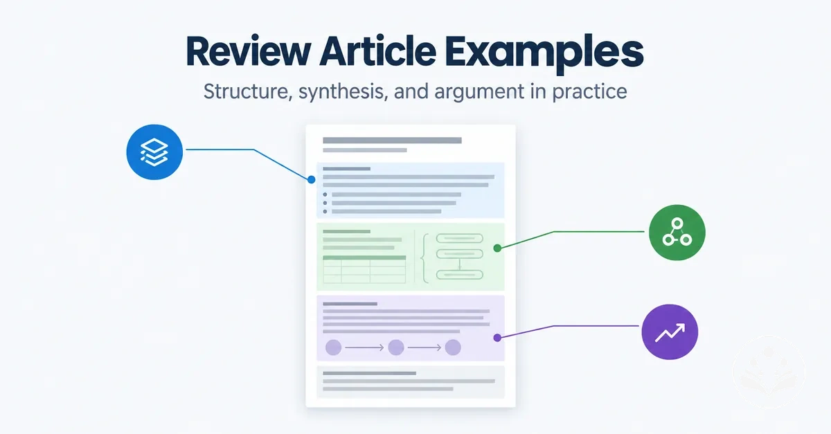 Annotated review article example showing structure, synthesis, and argument development