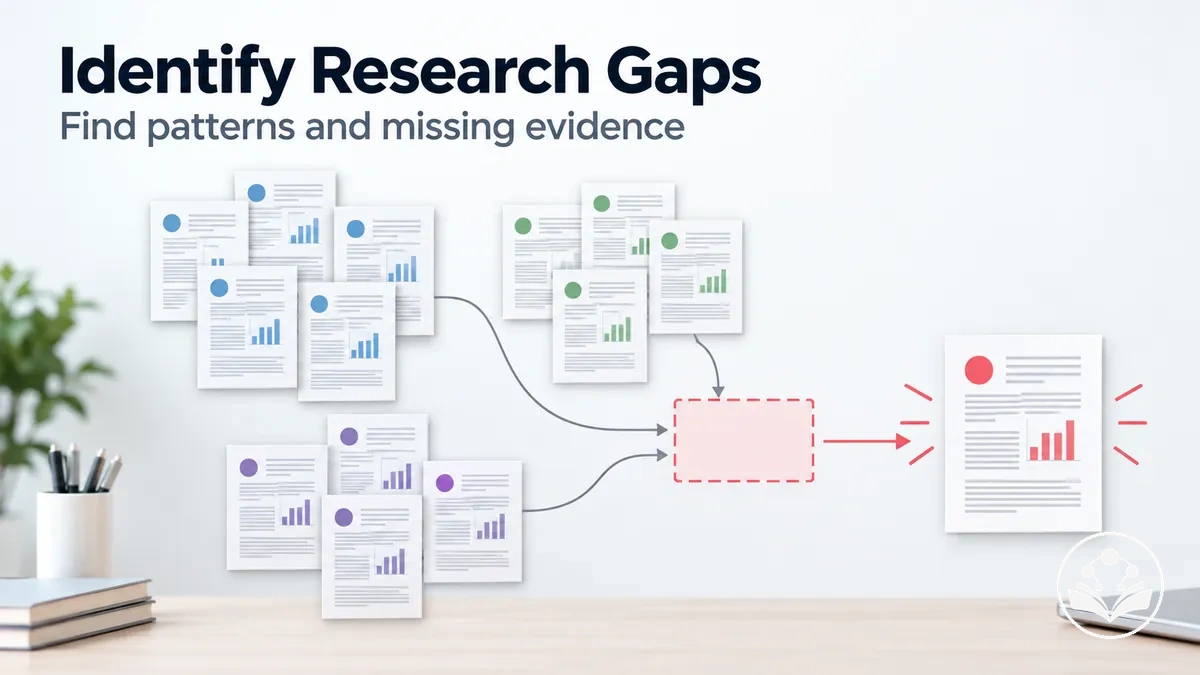 Research gap identification from patterns and missing evidence in reviewed literature