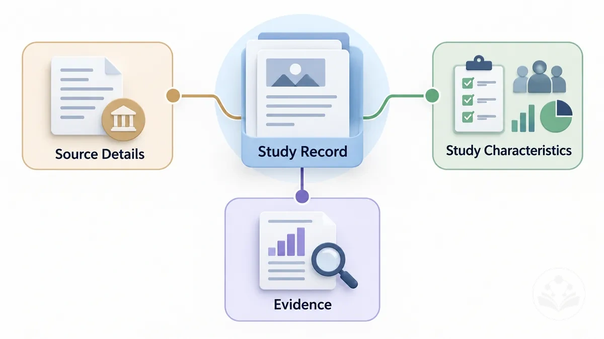 Study record divided into source details, study characteristics, and evidence.