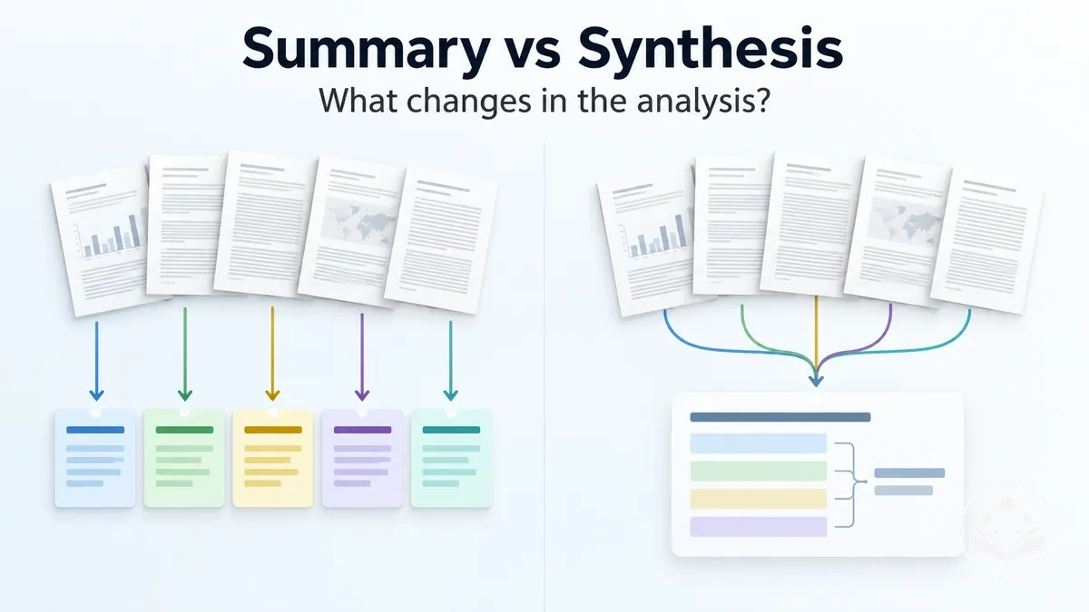 Comparison of source summary and evidence synthesis in a review article