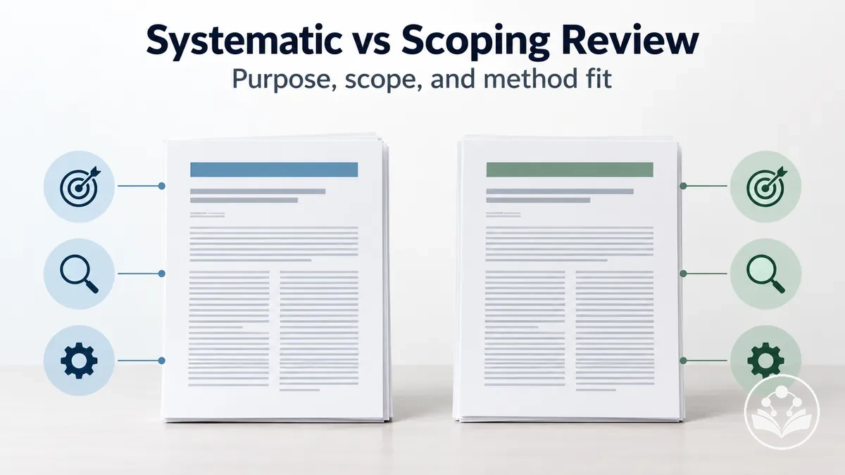 Comparison of systematic review and scoping review by purpose, scope, and method