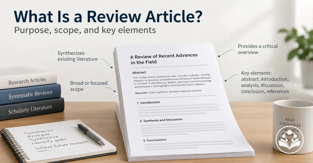 Review article purpose, scope, and key academic writing elements