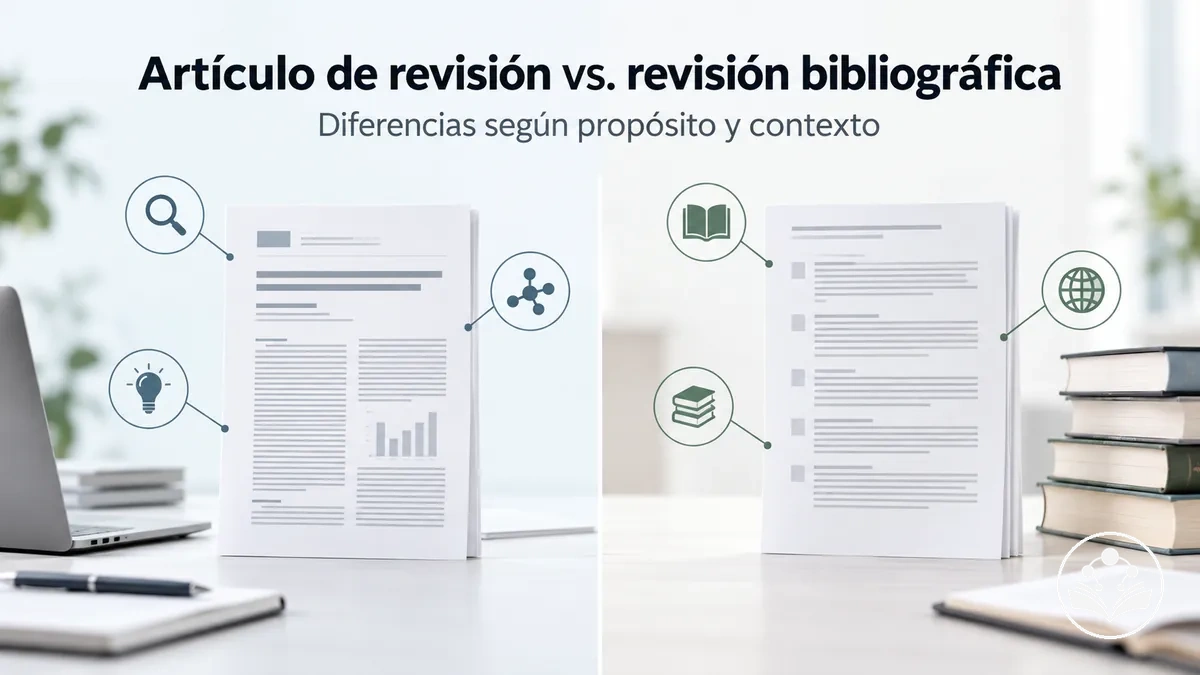 Comparación entre los propósitos y contextos de un artículo de revisión y una revisión bibliográfica