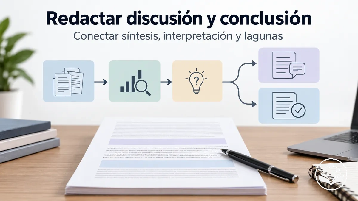 Secciones de discusión y conclusión que conectan la síntesis, la interpretación y las lagunas de investigación