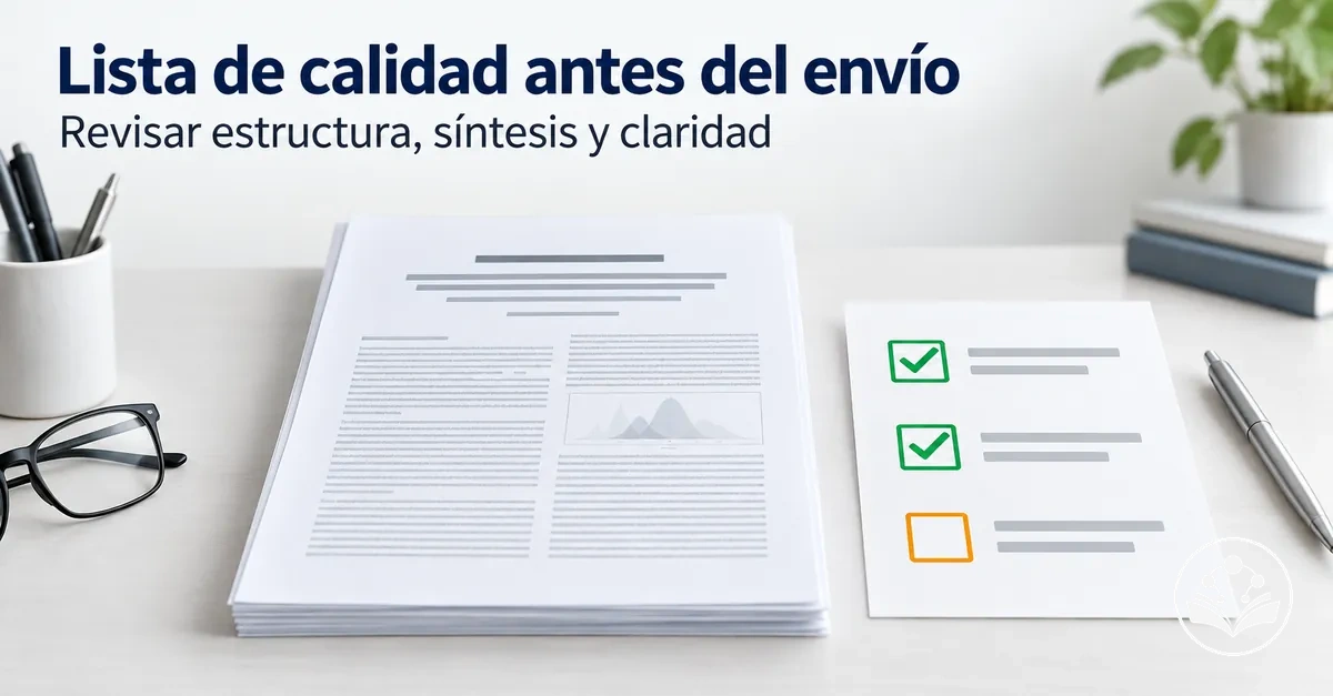 Lista de comprobación previa al envío de un artículo de revisión para evaluar estructura, síntesis y claridad