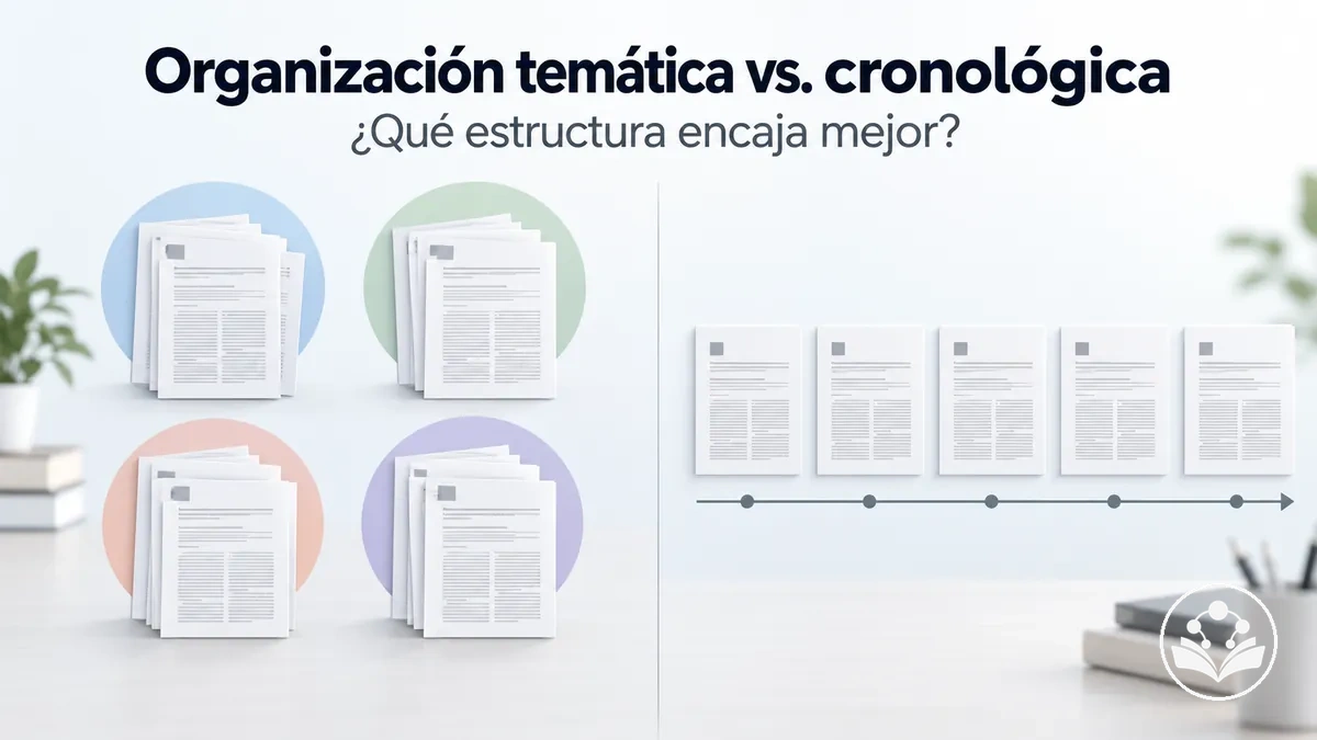 Comparación entre formas temáticas y cronológicas de organizar la bibliografía de una revisión