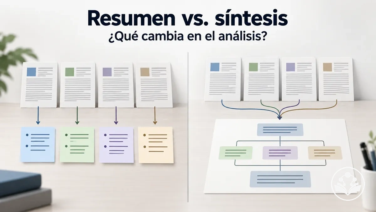 Comparación entre el resumen de fuentes y la síntesis de la evidencia en un artículo de revisión