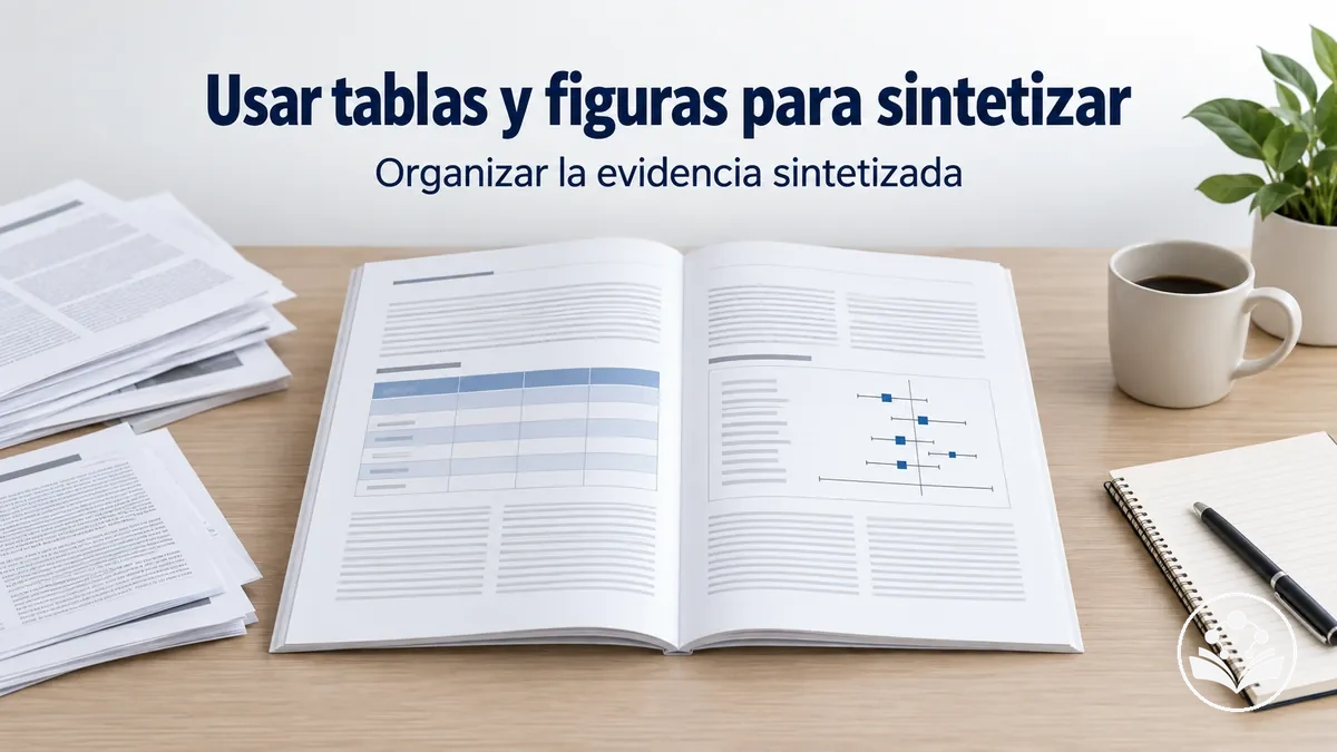 Tablas y figuras que organizan la evidencia sintetizada en un artículo de revisión