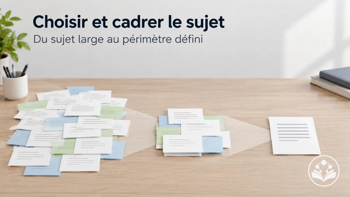 Processus pour choisir, délimiter et définir le périmètre du sujet d’un article de synthèse