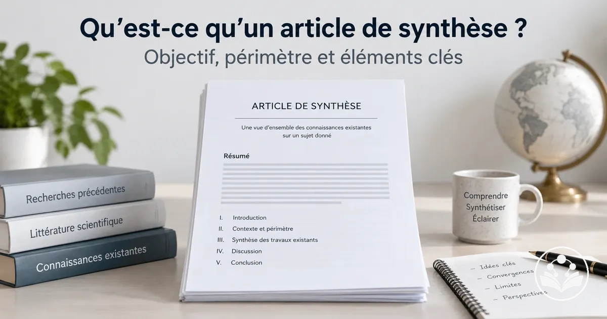 Objectif, périmètre et principaux éléments académiques d’un article de synthèse
