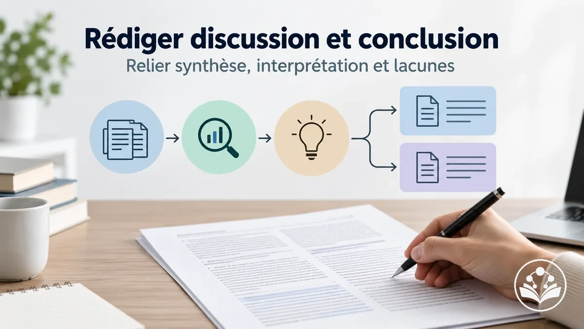 Sections de discussion et de conclusion reliant synthèse, interprétation et lacunes de recherche