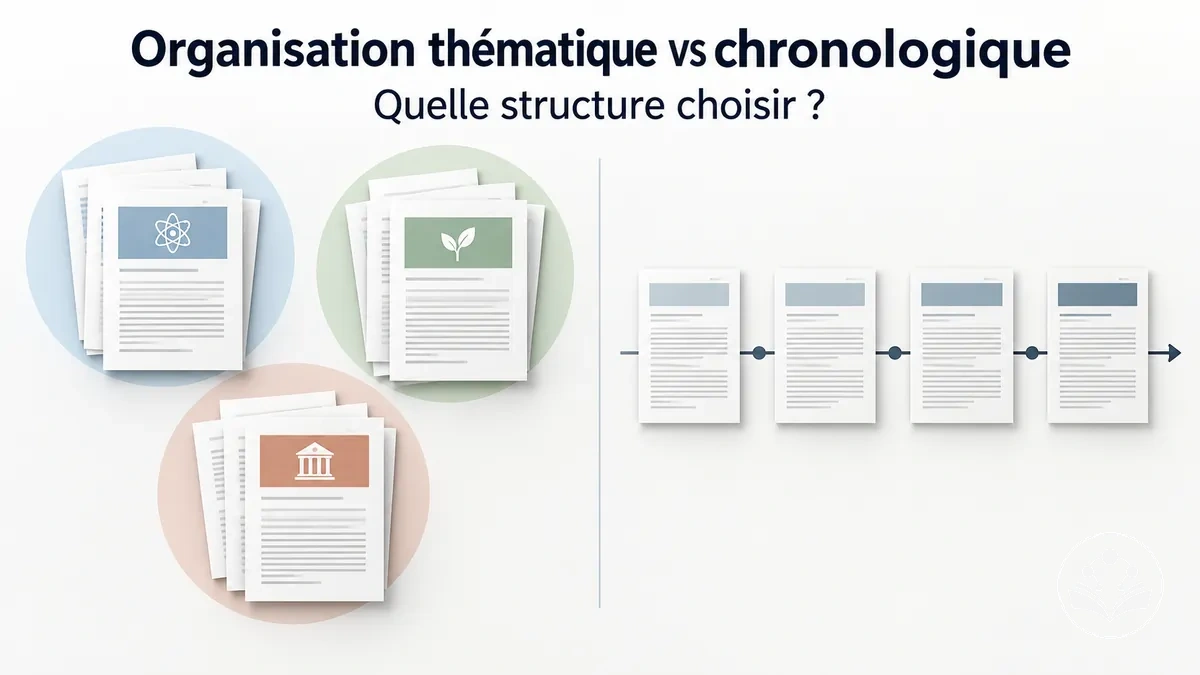 Comparaison des approches thématique et chronologique pour organiser la littérature d’une revue