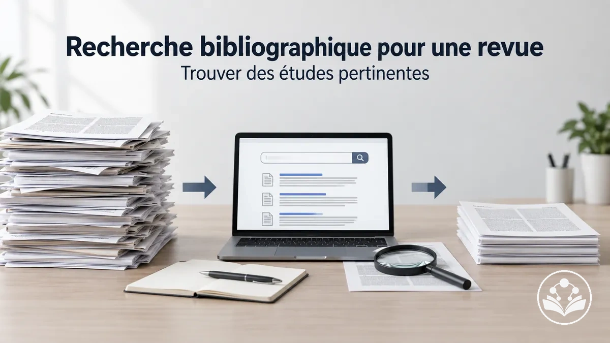 Processus de recherche bibliographique pour trouver des études pertinentes pour un article de synthèse
