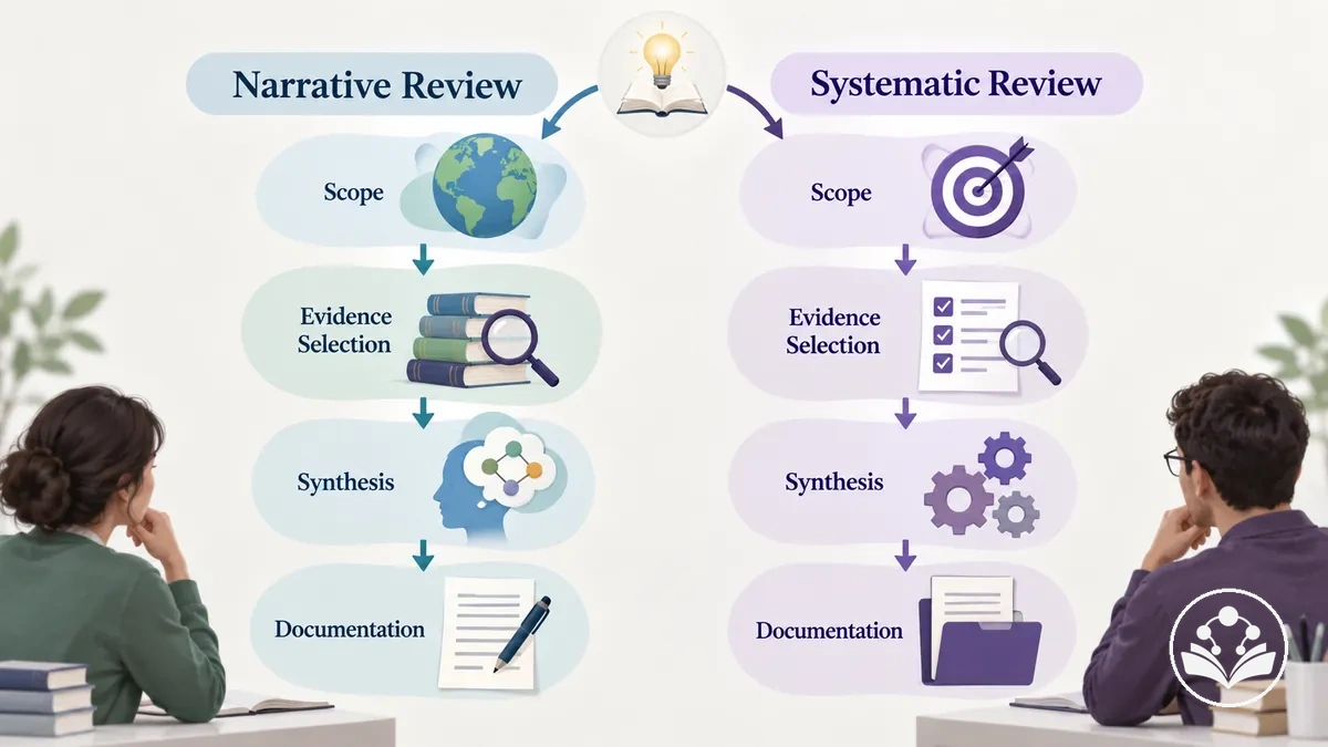 Méthodologies de revue narrative et systématique présentées comme des processus distincts de synthèse des données probantes