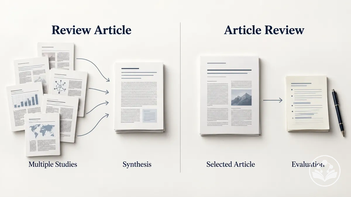 Comparaison du périmètre des sources montrant un article de synthèse utilisant plusieurs études et un compte rendu d’article centré sur un article choisi