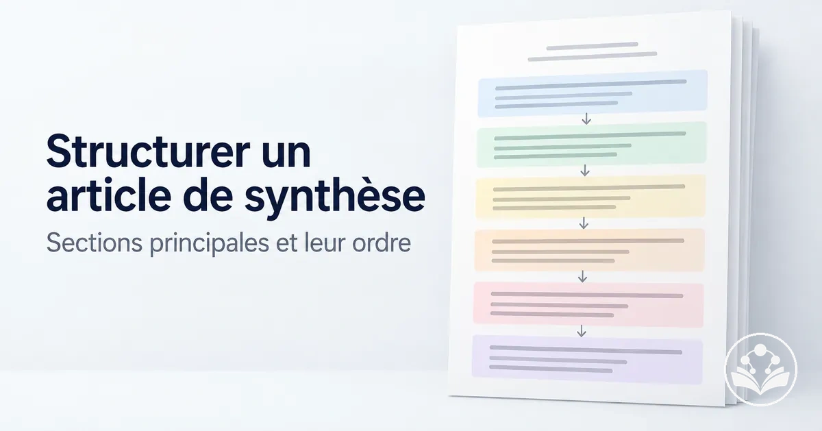 Structure du manuscrit d’un article de synthèse montrant ses principales sections et leur ordre