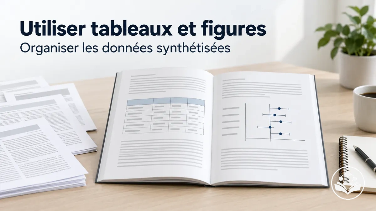 Tableaux et figures organisant les données probantes synthétisées dans un article de synthèse