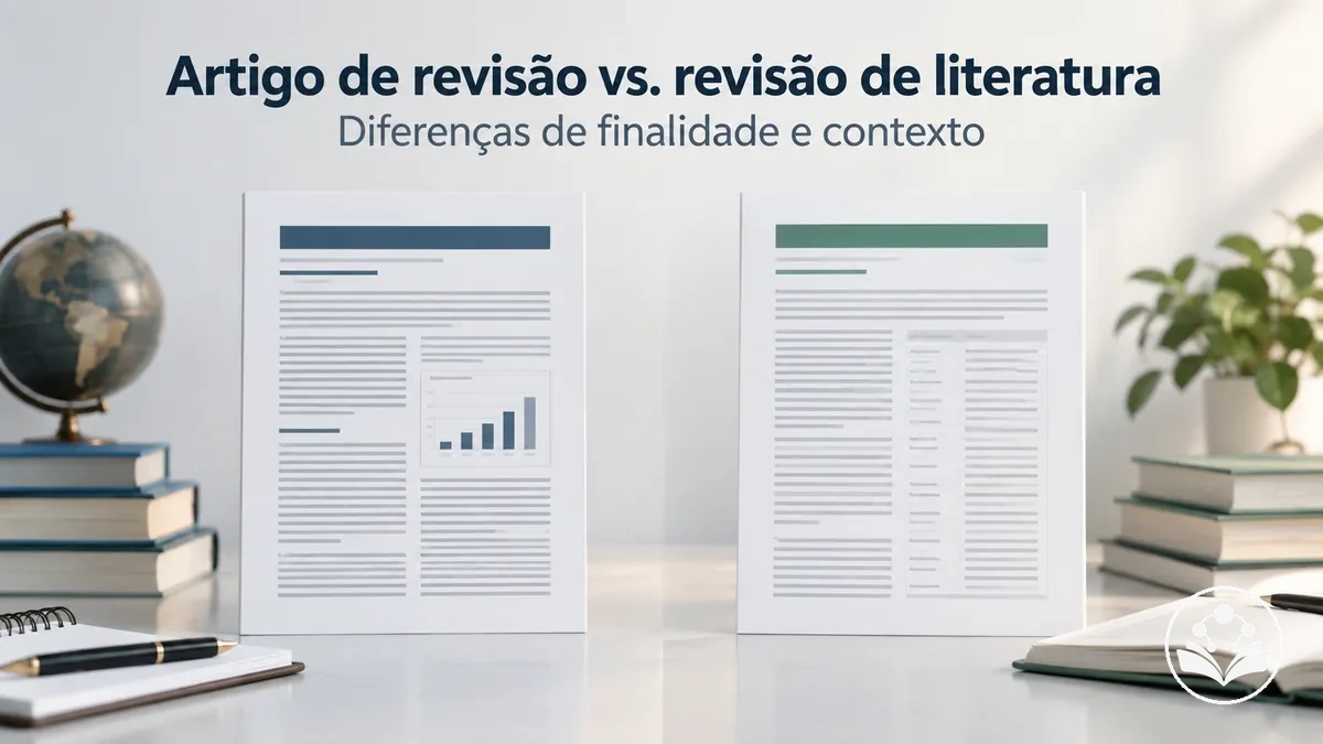 Comparação entre as finalidades e os contextos de um artigo de revisão e uma revisão de literatura