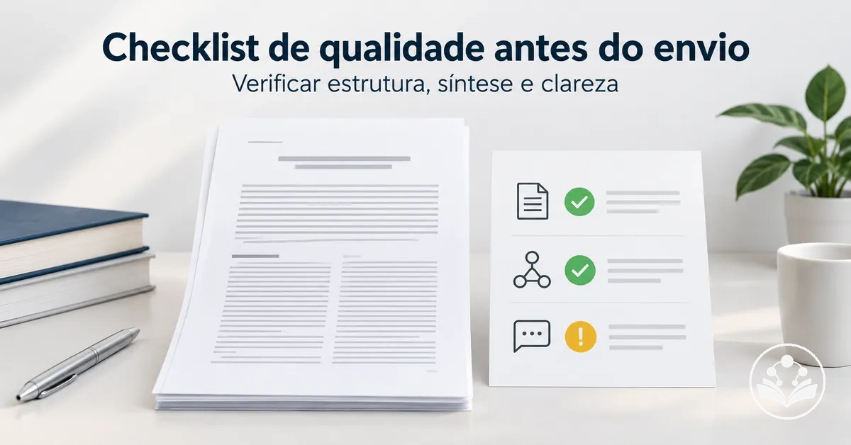 Checklist de qualidade antes da submissão de um artigo de revisão para verificar estrutura, síntese e clareza
