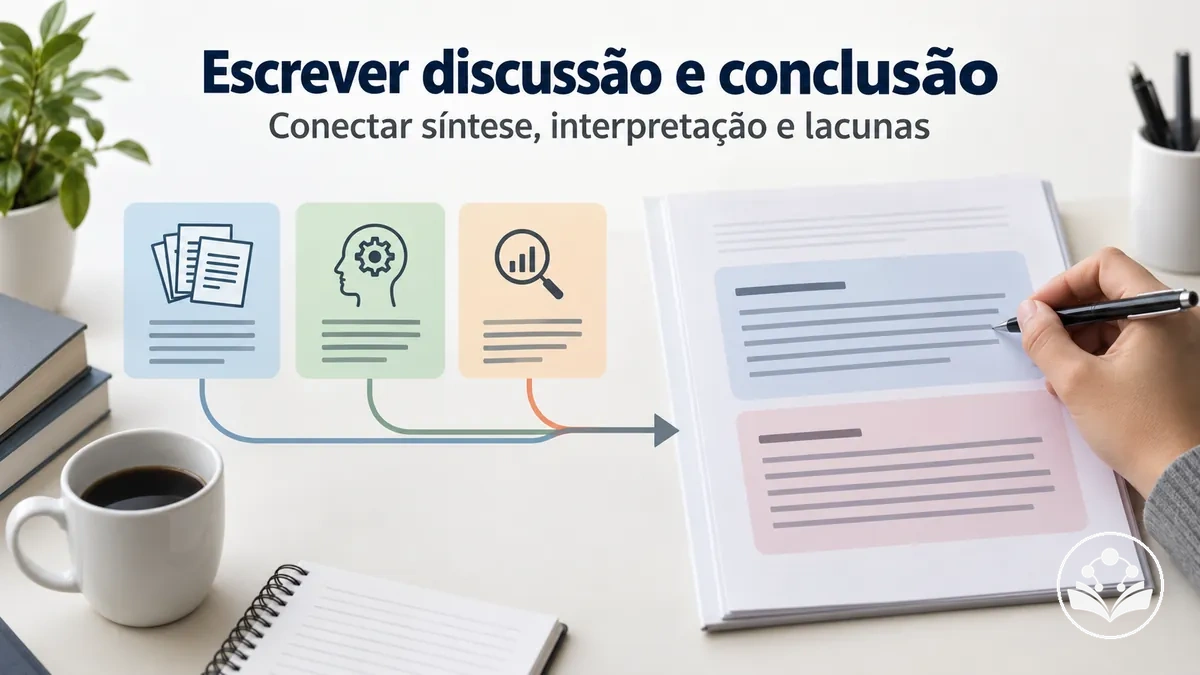 Seções de discussão e conclusão conectando síntese, interpretação e lacunas de pesquisa