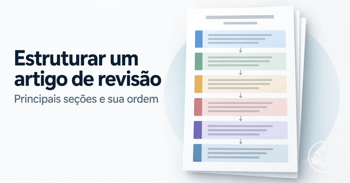 Estrutura do manuscrito de um artigo de revisão com suas principais seções e a ordem entre elas