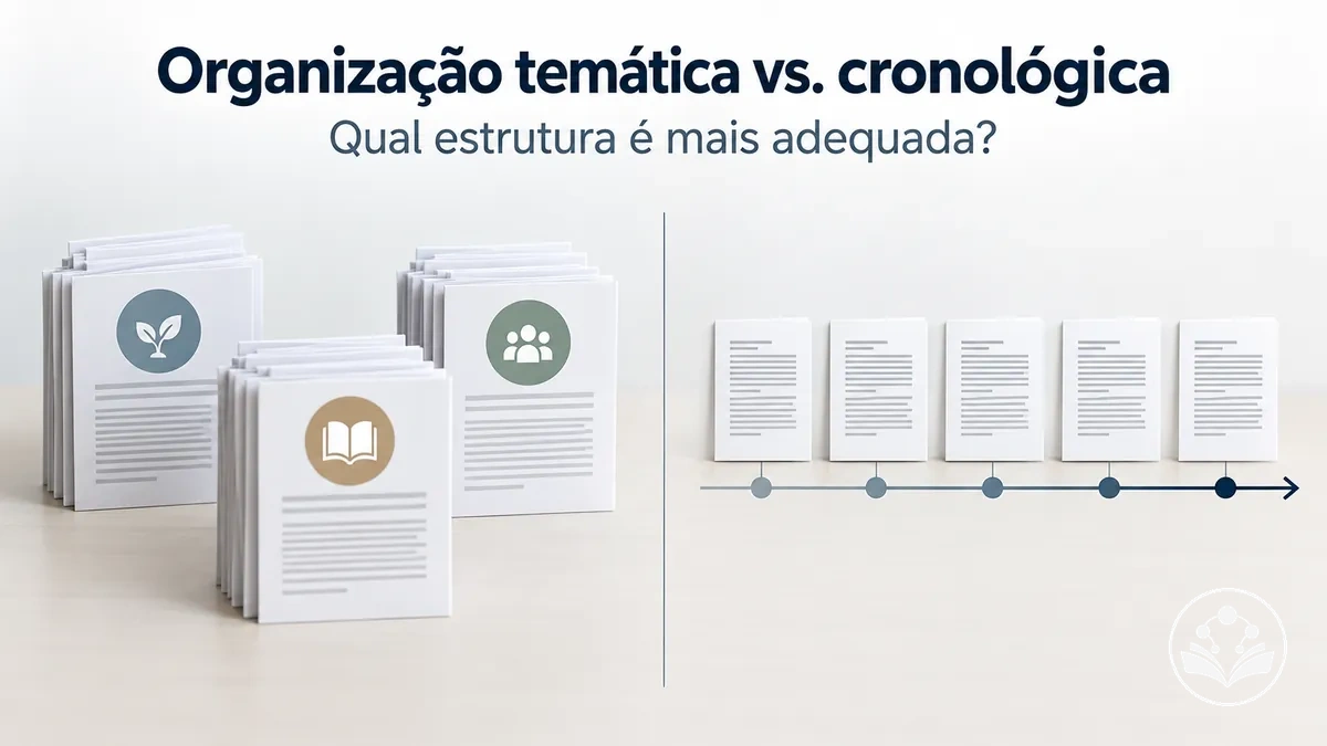 Comparação entre formas temáticas e cronológicas de organizar a literatura de uma revisão
