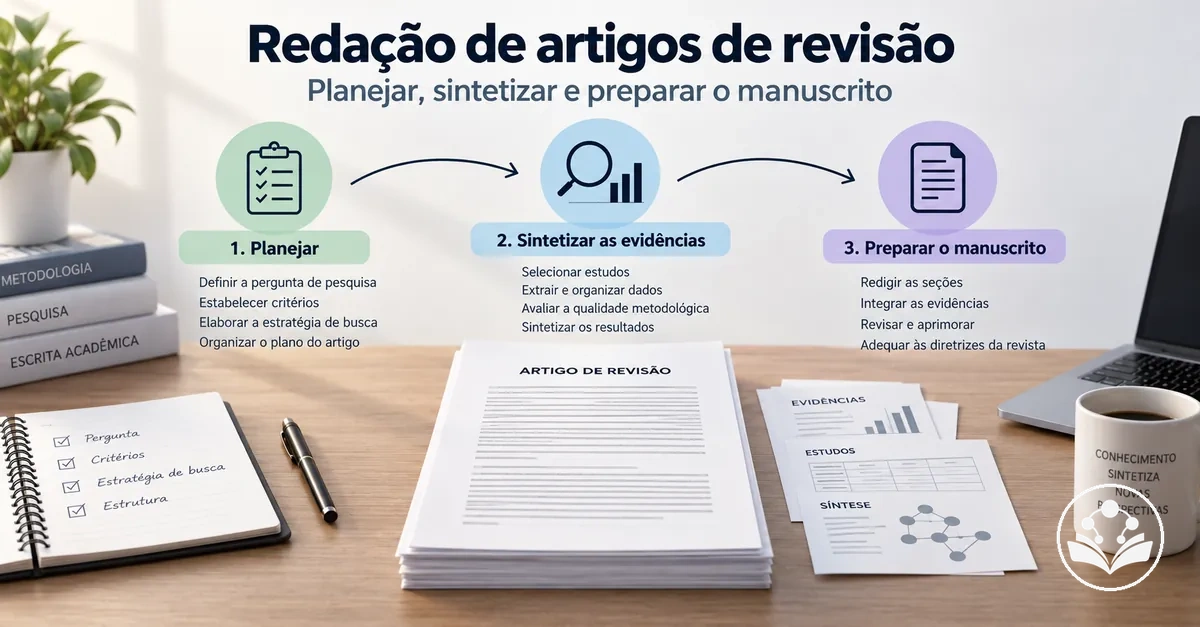 Fluxo de redação de um artigo de revisão, do planejamento à síntese e preparação do manuscrito