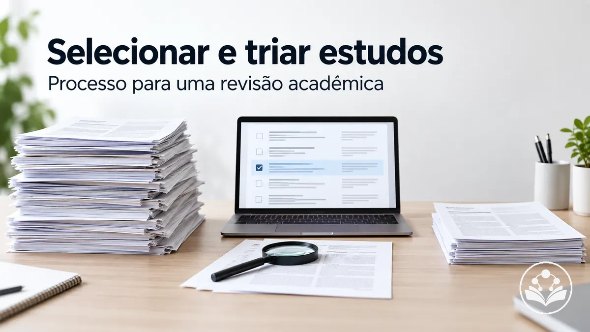Processo de seleção e triagem de estudos para uma revisão acadêmica