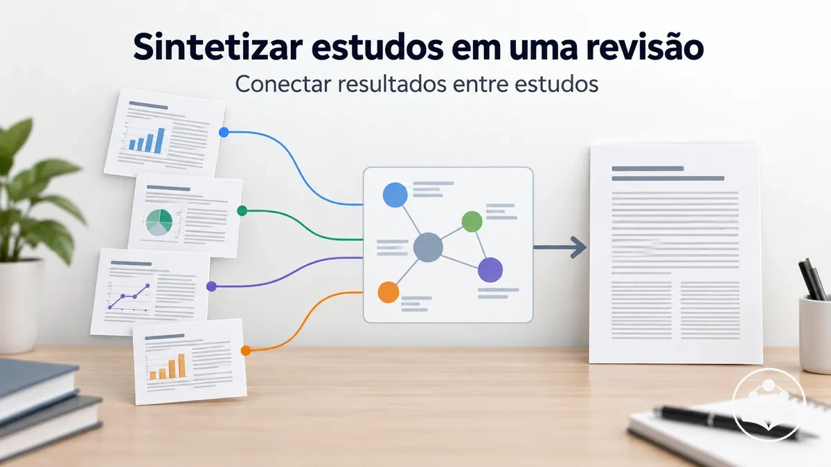 Processo de síntese de evidências que conecta resultados de diferentes estudos em um artigo de revisão