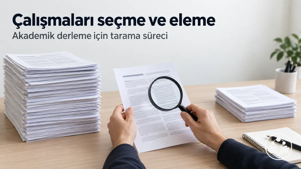Akademik bir derleme için çalışma seçimi ve eleme süreci