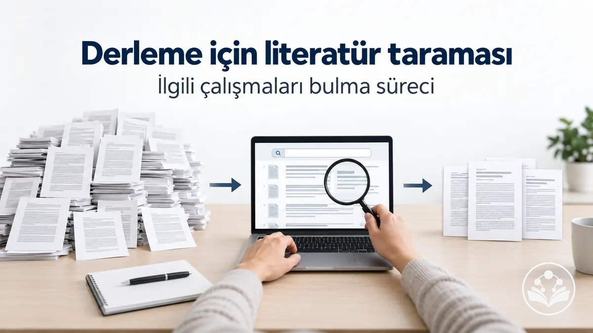 Derleme makalesi için ilgili çalışmaları bulmaya yönelik literatür tarama süreci